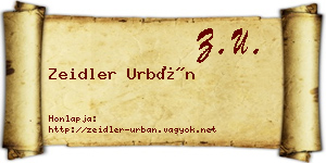 Zeidler Urbán névjegykártya
